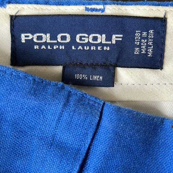 Men’s Size 32 - 100% Linen - Royal Blue Polo Golf Ralph Lauren Pleated Shorts - Picture 3 of 3